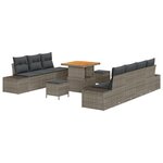 Ensemble de sofa de jardin vidaXL 10 pièces avec coussins gris poly rotin acacia