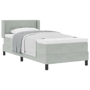 Lit à ressort avec matelas vidaXL Gris clair 90x200 cm Velours