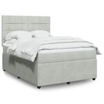 vidaXL Sommier à lattes de lit et matelas Gris clair 140x200cm Velours