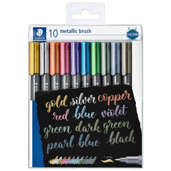 Feutre pinceau metallic brush  étui de 10 staedtler