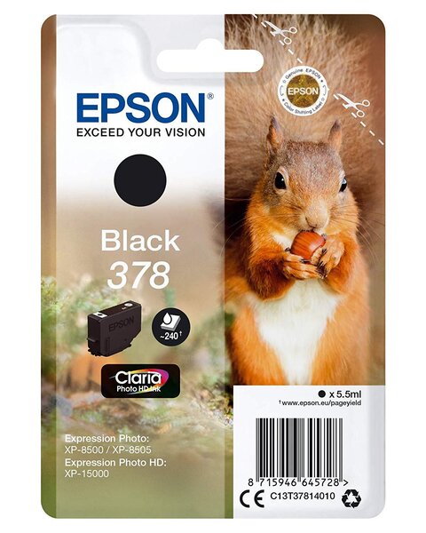 Encre claria photo hd - cartouche ecureuil 378 noir avec alarme epson