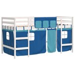 vidaXL Lit mezzanine enfants et rideaux bleu 90x190cm bois pin massif