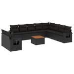 vidaXL Salon de jardin 11 Pièces avec coussins noir résine tressée