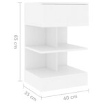 vidaXL Table de chevet Blanc 40x35x65 cm Bois d’ingénierie