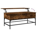 vidaXL Table basse chêne fumé 100x50x45 cm bois d'ingénierie et métal