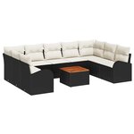 vidaXL Ensemble de canapé de jardin de 10 pièces avec coussins en poly rattan noir et acacia