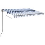 vidaXL Auvent automatique capteur de vent et LED 3x2 5 m Bleu et blanc