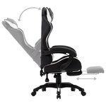 Chaise fauteuil siège pivotante de bureau informatique étude de jeux vidéo et repose-pied et similicuir blanc 02_0024222