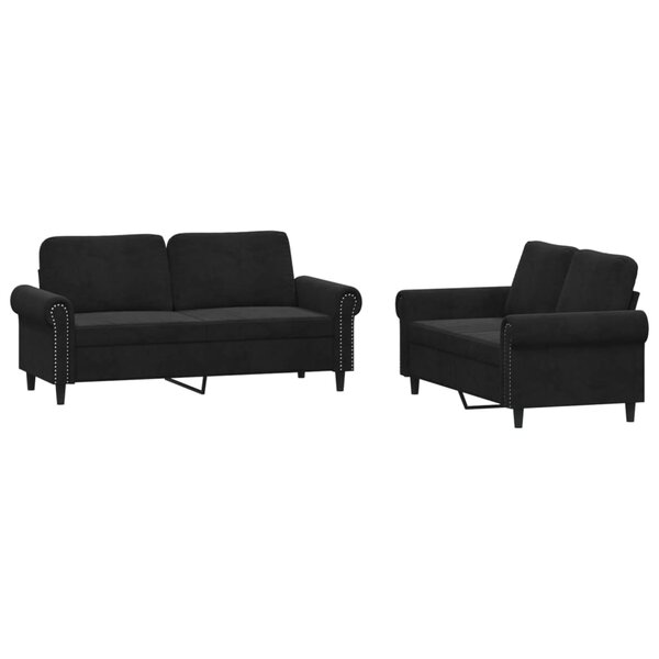 vidaXL Ensemble de canapés 2 Pièces avec coussins Noir Velours