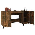 Bureau table poste de travail meuble d'ordinateur informatique étude chêne fumé 140 x 50 x 75 cm bois d'ingénierie brun 02_0023580
