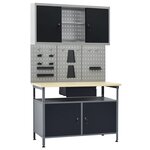 vidaXL Établi avec 3 panneaux muraux et 1 armoire