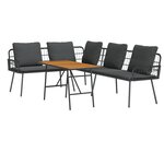 vidaXL Ensemble de Canapé de Jardin de 2 Pièces avec Coussins Noir Poly Rotin