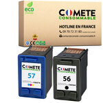 COMETE, Entreprise française - 56 57-2 Cartouches d'encre Compatibles pour HP 56 57 XL - pour HP DeskJet 450ci 5150 5550 9680gp HP OfficeJet 4212 4215 PSC 1210 1215 1315 1350 2105 HP Photosmart 7660