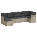 vidaXL Salon de jardin avec coussins 7 Pièces gris clair résine tressée