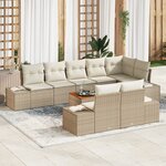 vidaXL Ensemble de canapés de jardin 9 pièces avec coussins Beige Poly Rotin Acacia