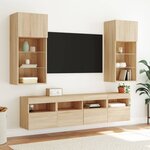 vidaXL Meuble TV mural avec lumières LED chêne sonoma 40x30x40 cm