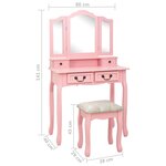 vidaXL Ensemble de coiffeuse avec tabouret Rose 80x69x141 cm Paulownia