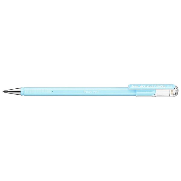 Stylo roller à encre gel hybrid milky  bleu pastel pentel