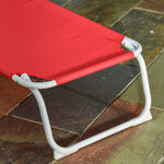 Bain de soleil pliable - transat inclinable 4 positions - chaise longue grand confort avec accoudoirs - métal époxy textilène - dim. 160L x 66l x 80H cm - rouge