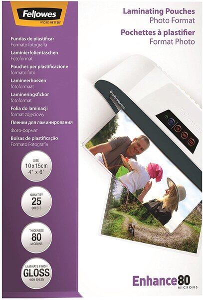 pochette de plastification  150 x 100 mm  160 mic (2x80) paquet 25 FELLOWES