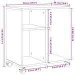 vidaXL Table d'appoint avec roues sonoma gris bois d'ingénierie