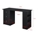 Bureau table poste de travail informatique avec 3 tiroirs bois mélaminé 120 cm noir 03_0004713