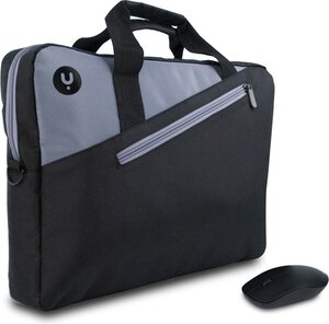 Sacoche Ordinateur Portable NGS Monray Master 15,6"max avec Souris sans fil (Noir/Gris)
