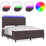 vidaXL Lit à ressorts avec matelas & LED marron foncé 160x200 cm en tissu