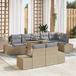 vidaXL Ensemble de canapés de jardin 9 pièces avec coussins beige en poly rattan