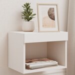 vidaXL Tables de chevet murales avec lumières LED 2 Pièces blanc