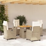 vidaXL Ensemble à manger de jardin avec coussins 5Pièces Beige poly rotin