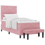 vidaXL Lit épaisseur rose avec matelas & banc 90x190 cm en velours
