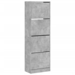 vidaXL Armoire à chaussures 4 tiroirs rabattables gris béton