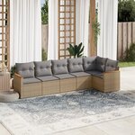 vidaXL Salon de jardin avec coussins 6 Pièces beige résine tressée