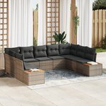 vidaXL Canapé de Jardin de 5 pièces avec Coussins Gris Poly Rattan