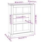 vidaXL Bibliothèque 3 niveaux Gamme Corona Pin mexicain 80x29x100 cm