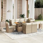 vidaXL Salon de jardin avec coussins 9 Pièces beige résine tressée