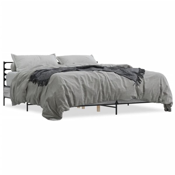 vidaXL Cadre de lit sonoma gris 200x200 cm bois d'ingénierie et métal