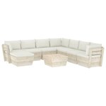 vidaXL Salon de jardin palette 9 Pièces avec coussins bois d'épicéa