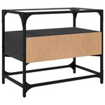 vidaXL Meuble TV et dessus en verre noir 60x35x51 cm bois d'ingénierie