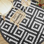 vidaXL Tapis d'extérieur blanc et noir Ø200 cm PP