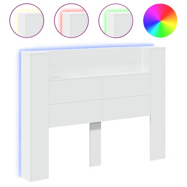 vidaXL Armoire tête de lit avec LED blanc 140x16 5x103 5 cm