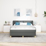 Lit box spring avec matelas - Gris foncé  140x190 cm  Tissu