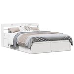 vidaXL Cadre de lit et tête de lit blanc 140x190 cm bois de pin massif