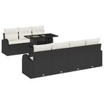 vidaXL Ensemble de canapé jardin 8 pièces avec coussins noir poly rattan