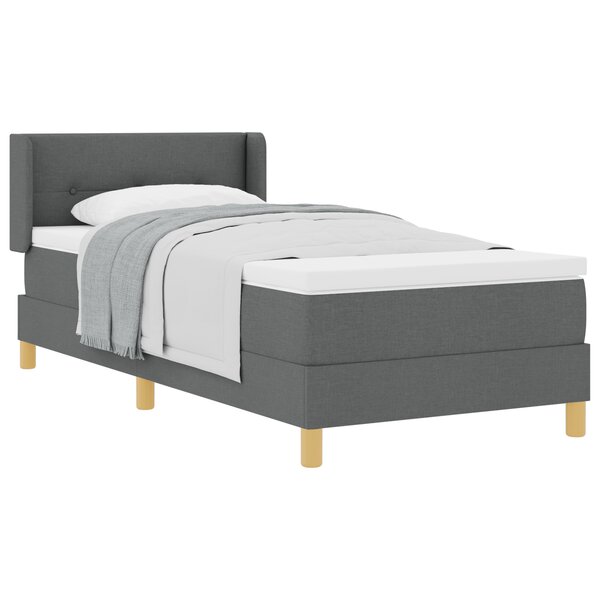 vidaXL Lit à ressort avec matelas gris foncé 100x200 cm tissu