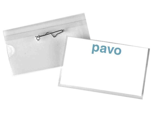 Bte 50 Porte-badge à Epingle 40 x 60 mm Transparent PAVO