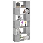 vidaXL Bibliothèque/Séparateur de pièce Gris béton Bois d'ingénierie