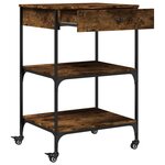 vidaXL Chariot de cuisine chêne fumé 60x48x89 5 cm bois d'ingénierie
