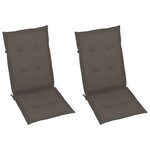 vidaXL Chaises de jardin lot de 2 et coussins taupe Bois teck massif